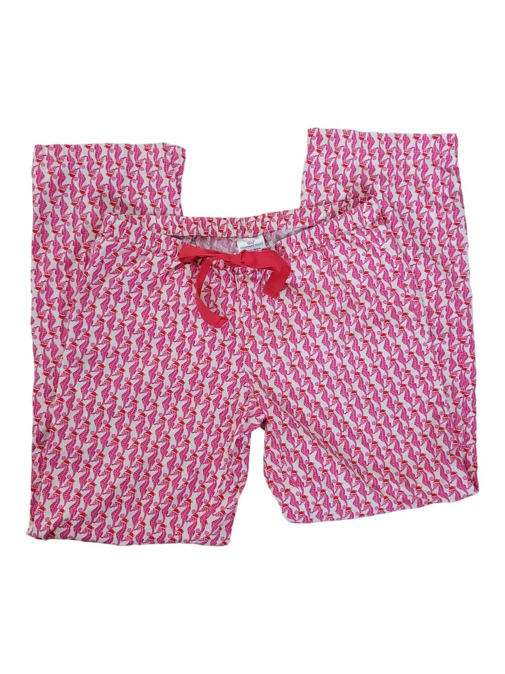 Vineyard Vines Novelty Print Christmas Pajama Pants Seahorse Santa HatsWomen XXS